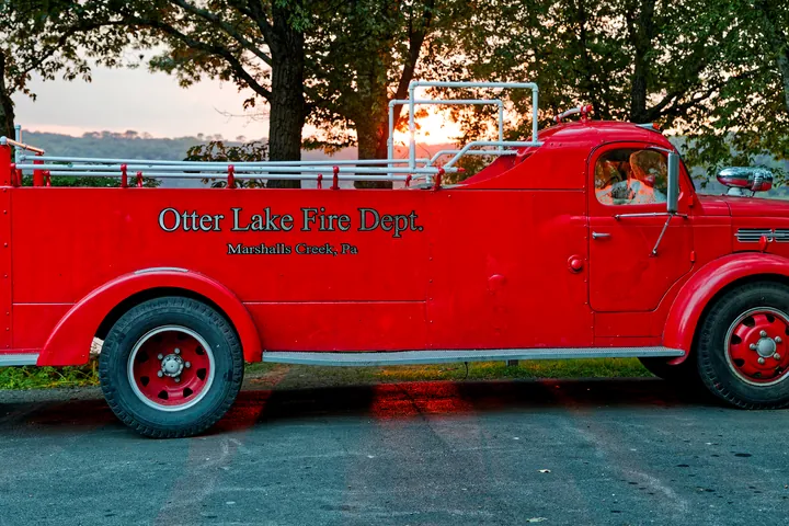 The red Otter Lake Fire Dept. truck