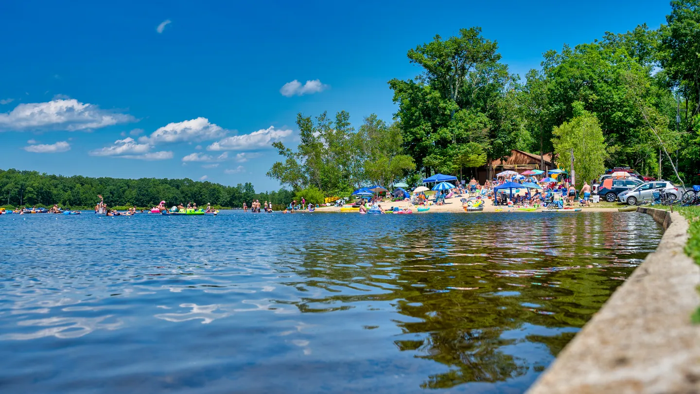 The beach and the lake on a summer day